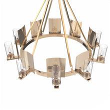Load image into Gallery viewer, 12 - Light Ring Chandelier Ceiling Light in Brass Finish with Clear Glass, Diam 50&quot; Height 39&quot;, 120V, Bulb Type B10, Socket Type E12, Max wattage Per Socket 60W - LEDMyPlace