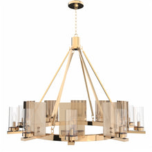 Load image into Gallery viewer, 12 - Light Ring Chandelier Ceiling Light in Brass Finish with Clear Glass, Diam 50&quot; Height 39&quot;, 120V, Bulb Type B10, Socket Type E12, Max wattage Per Socket 60W - LEDMyPlace