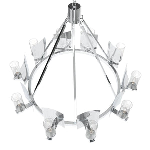 12 - Light Ring Chandelier Ceiling Light in Chrome Finish with Clear Glass, Diam 50" Height 39", 120V, Bulb Type B10, Socket Type E12, Max wattage Per Socket 60W - LEDMyPlace