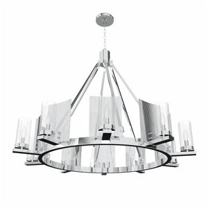 12 - Light Ring Chandelier Ceiling Light in Chrome Finish with Clear Glass, Diam 50" Height 39", 120V, Bulb Type B10, Socket Type E12, Max wattage Per Socket 60W - LEDMyPlace