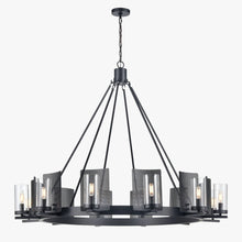 Load image into Gallery viewer, 12 - Light Ring Chandelier Ceiling Light in Matte Black Finish with Clear Glass, Diam 50&quot; Height 39&quot;, 120V, Bulb Type B10, Socket Type E12, Max wattage Per Socket 60W - LEDMyPlace