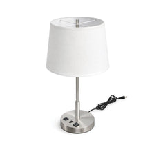 Load image into Gallery viewer, 14" Dia x 24.5"H Modern Table Lamp with White Linen Shade – Brushed Nickel Finish - 4 Pack - LEDMyPlace