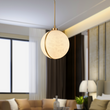 Load image into Gallery viewer, 1 Light Mini Pendant Brass finish Hardware with Faux Alabaster, Pendant Lighting, E26 Base