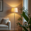 Load image into Gallery viewer, 15" Dia x 59"H Modern Floor Lamp with White Linen Shade – Brushed Nickel Finish - 2 Pack - LEDMyPlace