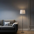 Load image into Gallery viewer, 15" Dia x 59"H Modern Floor Lamp with White Linen Shade – Brushed Nickel Finish - 2 Pack - LEDMyPlace