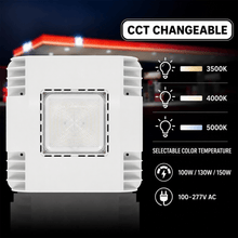 Load image into Gallery viewer, 150/130/100 Watt LED Canopy Light, 3500K/4000K /5000K, 13,000/16,900 /19,500LM, AC100-277V, DLC Premium Recessed Surface Mount, For High Bay Carport, Gas Stations, Indoor Parking, Underpasses, Loading Docks, Outdoor Area Light - LEDMyPlace