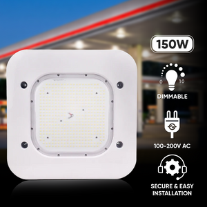 150W LED Canopy Light For Gas Station, 15600 Lumens, 5700K, DLC Approved