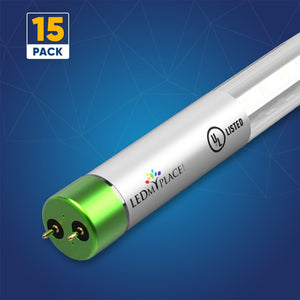 T8 4ft LED Glass Tubes, 18W,  4000K, Single-Ended Power, Frosted, Single-Ended Power