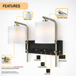 Load image into Gallery viewer, 17.5″W x 13″H Double Wall Lamp with White Linen Shades – Matte Black or Brushed Nickel Finish - 2 Pack - LEDMyPlace
