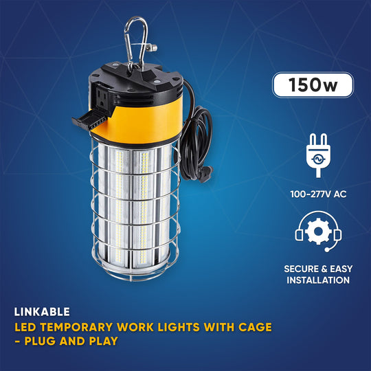 150W Work Light Fixture with cage , 5000K , 18000 Lumens , IP64 rated