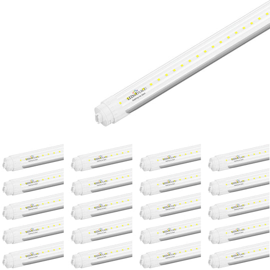 T8 8ft LED Tube/Bulb - 32/36/40/48W Wattage Adjustable, 130lm/w, 3000K/4000K/5000K/6500K CCT Changeable, Clear, R17D Base,- Ballast Bypass