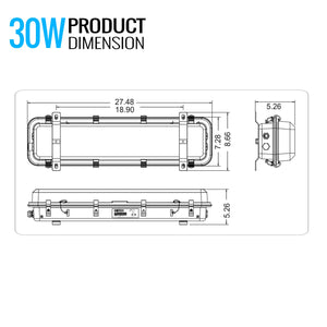 LED Explosion Proof Light, R Series, 5000K, Dimmable, 100-277V, 120° beam angle, 70CRI 30W