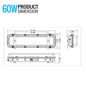 LED Explosion Proof Light, R Series, 5000K, Dimmable, 100-277V, 120° beam angle, 70CRI 60W