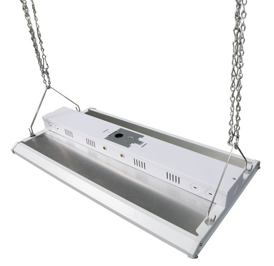 2FT Linear LED High Bay Light: Adjustable Wattage (60W/80W/105W), Changeable CCT (4000k/5000K/6500K), Dip Switch, 0-10V Dimming, Wide Input Voltage Range (120-277V), ETL, DLC 5.1 Listed