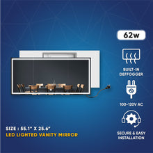 Load image into Gallery viewer, 55.1 in. X 25.6 in. Backlit/Frontlit LED Lighted Bathroom Vanity Mirror with Pivoting Side Mirrors, Thin Plexiglass Edge, Anti Fog, Adjustable 3-Color Temperature &amp; Remembrance, Makeup Mirror, Touch Button, CRI 90+, Titan Style