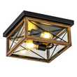 Load image into Gallery viewer, 2-Lights Indoor Outdoor Flush Mount Ceiling Lamp Farmhouse Close to Ceiling Light Fixtures with Wood Texture Finish for Kitchen Dining Room Bedroom Porch Hallway Entryway