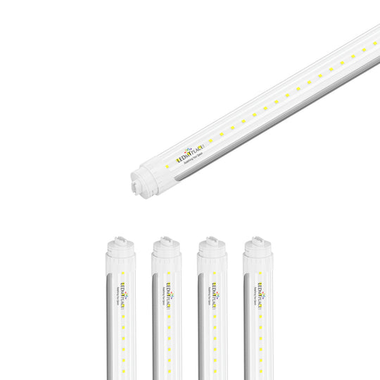 T8 8ft LED Tube/Bulb - 32/36/40/48W Wattage Adjustable, 130lm/w, 3000K/4000K/5000K/6500K CCT Changeable, Clear, R17D Base,- Ballast Bypass