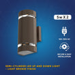 Load image into Gallery viewer, LED Up Down Light Outdoor, Half Cylinder Wall Light, 2X5W, AC100- 277V, Double Side, IP65 Rated