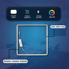 Load image into Gallery viewer, 2 ft. x 2 ft. LED T - Bar Panel Light, 20W/30W/40W Wattage adjustable, 3000K/4000K/5000K CCT Changeable, 4800LM, &gt;80 CRI, Dimmable, ETL, DLC Listed, For Offices, Schools, Hospitality, Retail - LEDMyPlace