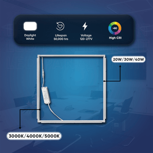 2 ft. x 2 ft. LED T - Bar Panel Light, 20W/30W/40W Wattage adjustable, 3000K/4000K/5000K CCT Changeable, 4800LM, >80 CRI, Dimmable, ETL, DLC Listed, For Offices, Schools, Hospitality, Retail - LEDMyPlace