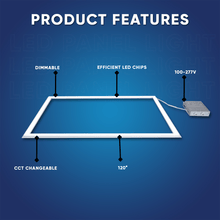 Load image into Gallery viewer, 2 ft. x 4 ft. LED T - Bar Panel Light, 40W/50W/60W Wattage Adjustable, 3000K/4000K/5000K CCT Changeable, Dimmable, 6600LM, ETL &amp; DLC Listed, Perfect For Offices, Schools, Hospitals - LEDMyPlace