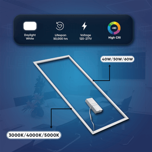 2 ft. x 4 ft. LED T - Bar Panel Light, 40W/50W/60W Wattage Adjustable, 3000K/4000K/5000K CCT Changeable, Dimmable, 6600LM, ETL & DLC Listed, Perfect For Offices, Schools, Hospitals - LEDMyPlace