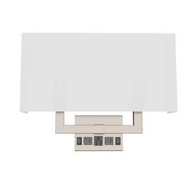2-Light, Wall Sconce for Bedroom with 2 Switch, 2 USB, 2 Type C & 1 Outlet, White Fabric / Acrylic Shade, Wall Mounted Lamps for Hotel, Corridor and Restaurant