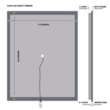 Load image into Gallery viewer, 24 in. x 36 in. LED Lighted Bathroom Vanity Mirror, On/Off Touch Switch, CRI 90+, CCT Changeable With Remembrance, Anti - Fog Mirror, Wall Mounted Makeup Vanity Mirror, Window Style - LEDMyPlace