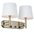 Load image into Gallery viewer, 24"W x 16"H Double Wall Lamp with White Linen Shades – Plated Brushed Nickel Finish - 2 Pack - LEDMyPlace