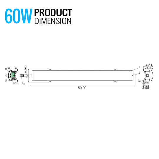 Explosiom Proof LED Light FLF Series C1D2, 60W, >70 CRI, 120 Beam Angle , 100-227V