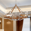 Load image into Gallery viewer, 8-Light Farmhouse Chandelier Diam 34&#39;&#39;, E12 Base, Polished Nickel Finish Hardware with Nature Solid Ashwood