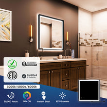 Load image into Gallery viewer, Bathroom Vanity LED Lighted Mirrors with Frame, CCT Remembrance, Defogger, Magnum Style