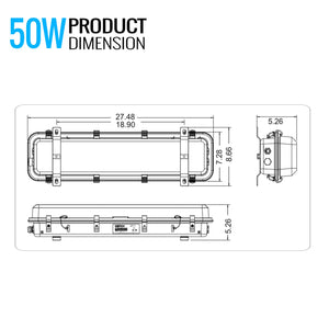 LED Explosion Proof Light, R Series, 5000K, Dimmable, 100-277V, 120° beam angle, 70CRI 50W