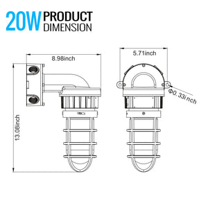 20 Watt LED Explosion Proof Jelly Jar Light, O Series, Non Dimmable, 5000K, 2800LM, AC100-277V, IP66