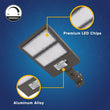 Load image into Gallery viewer, LED Pole Light with Dusk to Dawn Photocell, 300W/240W/200W Wattage Adjustable, 3000K, Universal Mount (Adjustable Slip Fitter + Wall Mount), Bronze, AC120-277V, IP65 Waterproof, Gen14B, LED Parking Lot Lights - LED Shoebox Area Light