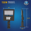 Load image into Gallery viewer, LED Pole Light, 150W/120W/100W Wattage Adjustable, 5700K, 133 LM/W, Universal Mount, Bronze, AC120-277V, Waterproof IP65, Parking Lot Lights, Outdoor Area Street Security Lighting Fixture, Gen14B