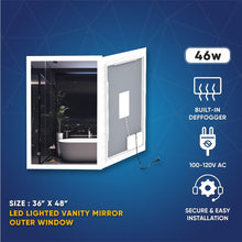 Load image into Gallery viewer, 36 in. x 48 in. LED Lighted Bathroom Vanity Mirror, Touch Switch, Anti - Fog, Adjustable Color Temperature With Remembrance, CRI 90+, Wall Mounted, Lighted Makeup Mirrors, Window Style - LEDMyPlace