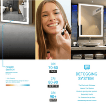 Load image into Gallery viewer, 36 in. x 48 in. Vanity Mirror with Lights, Anti - Fog, CRI 90+, Makeup Mirror with Lights, Touch Switch Control, CCT Adjustable With Remembrance, LED Mirror for Bathroom, Inner Window Style - LEDMyPlace