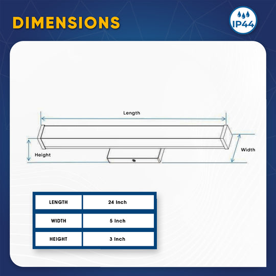 LED Vanity Light Bar Fixture, Rectangle Shape, CCT Changeable (3000K/4000K/ 5000K), LED Wall Mounting Vanity Light