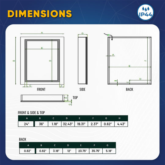 LED Bathroom Mirror Medicine Cabinet, Double Sided Mirror, On/Off Switch, Hector Style