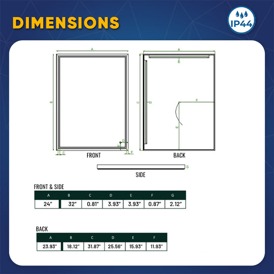 Bathroom Vanity LED Lighted Mirrors with Frame, CCT Remembrance, Defogger, Magnum Style