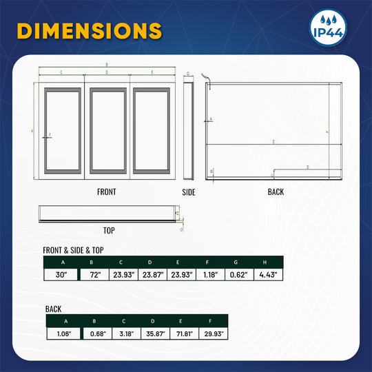 LED Bathroom Mirror Medicine Cabinet, Double Sided Mirror, On/Off Switch, Hector Style