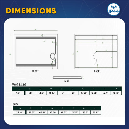 24x32 Inch LED Bathroom Mirror with Magnifying Mirror, CCT Remembrance, Defogger, Auspice Style