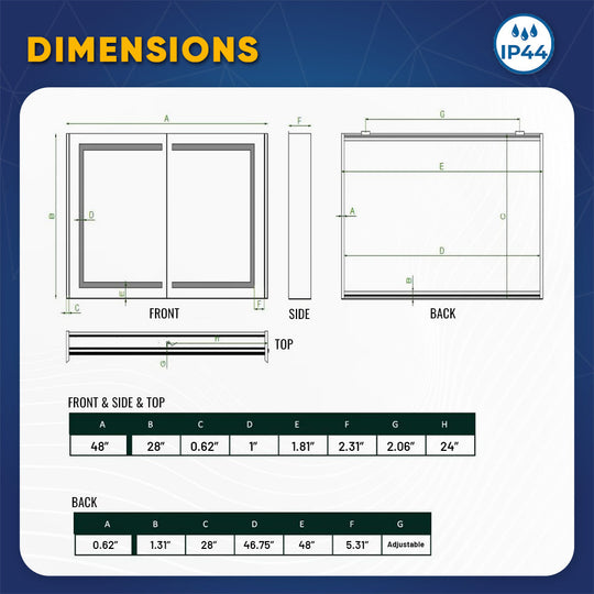 24 X 36 Inch LED Lighted Bathroom Mirror Cabinet, On/Off Switch, Double Sided Mirror, Benign Style