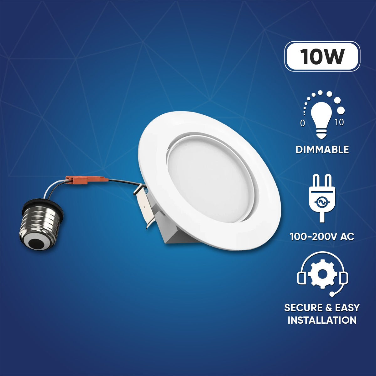 4 Inch LED Recessed Lighting with Adjustable Eyeball, 10W, Dimmable, M ...