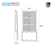 Load image into Gallery viewer, 450W LED High Output Flood Light With Photocell, 5700K, AC277 - 480V High Voltage, Dusk to Dawn Security Light, IP65, Bronze, With 20KV Surge Protector, For Garden Yard Parking Lot Stadium Arena Lighting Fixture - LEDMyPlace