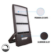Load image into Gallery viewer, 450W LED High Output Flood Light With Photocell, 5700K, AC277 - 480V High Voltage, Dusk to Dawn Security Light, IP65, Bronze, With 20KV Surge Protector, For Garden Yard Parking Lot Stadium Arena Lighting Fixture - LEDMyPlace