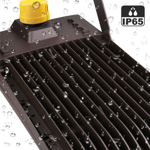 450W LED High Output Flood Light With Photocell, 5700K, AC277 - 480V High Voltage, Dusk to Dawn Security Light, IP65, Bronze, With 20KV Surge Protector, For Garden Yard Parking Lot Stadium Arena Lighting Fixture - LEDMyPlace