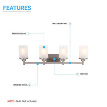 Load image into Gallery viewer, Cylinder Shape Bathroom Vanity Lights with Frosted Glass Shades, E26 Base, UL Listed for Damp Location, 3 Years Warranty