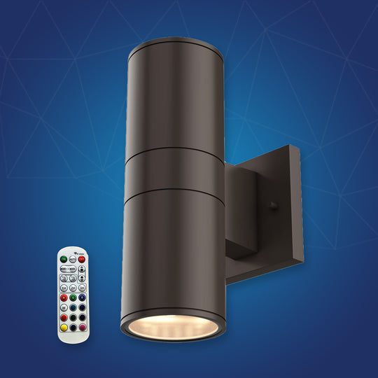 LED Outdoor Up & Down Lights With Remote, RGBW, Cylinder, 36WX2, AC100-277V, IP65, ETL CE RoHS Approval, Outdoor Wall Lights